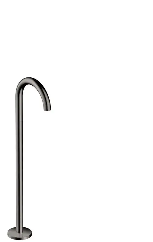Bodenstehender Wanneneinlauf von AXOR in gebogener Form, hergestellt aus polished black chrome, mit einem klaren, minimalistischen Design.